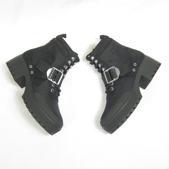 Steve Madden 7 Black Combat Boots Platform NEW - Picture 6 of 14